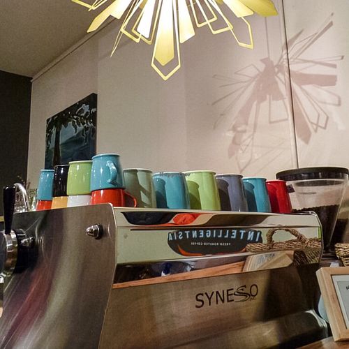 Espresso machine at Communitea Cafe in Canmore