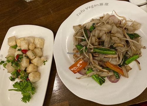 Ho Fun noodles (GF), salt n’ pepper tofu (GF)  at Tofu Vegan - Islington in North London