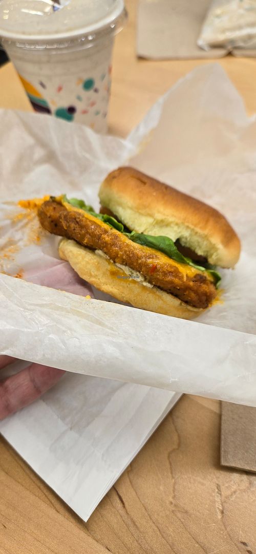 Spicy chicken burger at PLNT Burger in Jenkintown