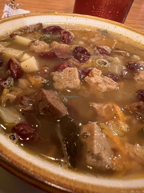 Bean potato and seitan soup   at The Chop Shop in Butler