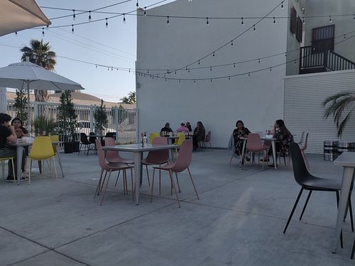 Inside patio at Party Beer Co in Los Angeles