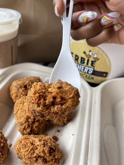 Inside the steak bites   at Herbie Butcher's Fried Chicken in Minneapolis