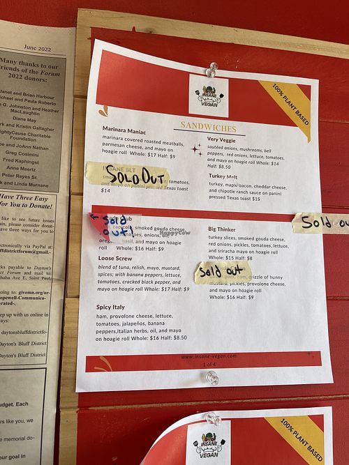 Menu   at Insane Vegan in St Paul