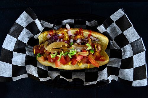 You choose your toppings and dressings. at Perro Rojo in Guadalajara