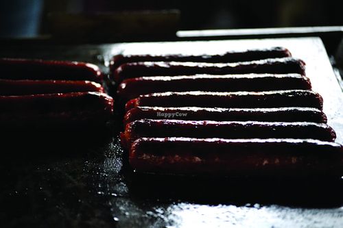 Our rice hot dog  at Perro Rojo in Guadalajara