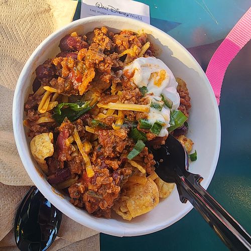 Plant-based totchos were such a delicious surprise at Hollywood Studios! So good! at Walt Disney World - Woody's Lunch Box in Lake Buena Vista