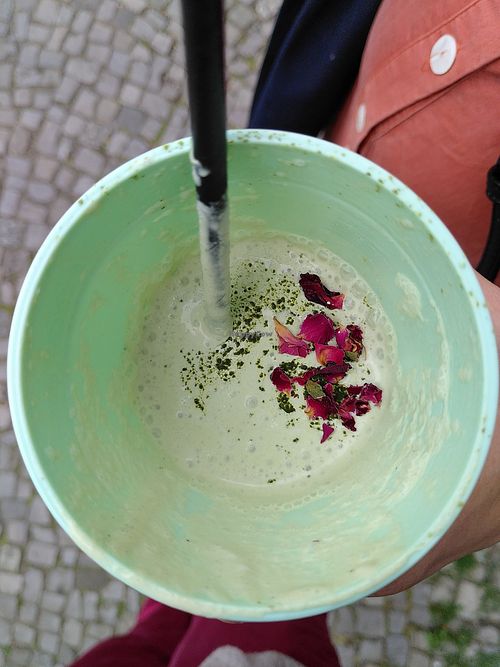 Cloudy rose matcha at Calm Coffee in Berlin