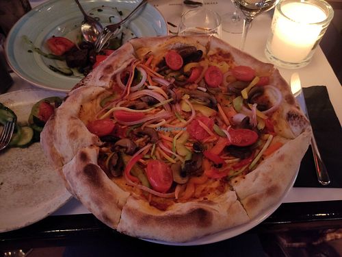 Vegan pizza at Kitchen Bar in Thessaloniki