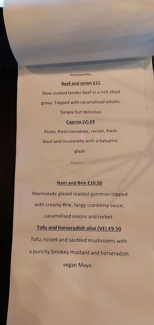 The menu at Legends Live Lounge in Lees