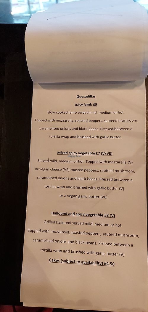 the menu at Legends Live Lounge in Lees