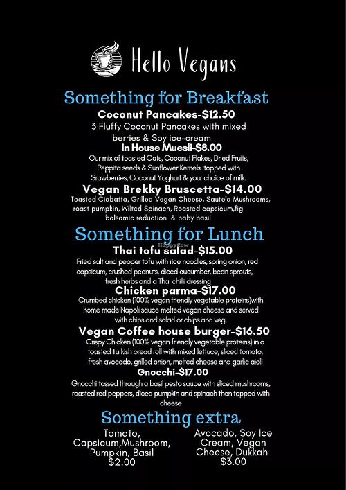 Menu! at Hello Caffeine Coffee House in Drysdale