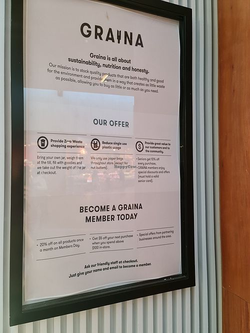 Membership offers and general philosophy at Graina in Maribyrnong