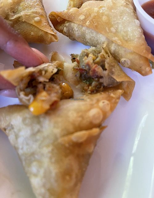 Inside the sambusa  at Dilla Ethiopian restaurant in Minneapolis