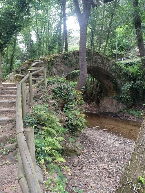 Puente cerca del molino donde pasa la riera de Arbúcies at El Molí de les Pipes in Arbucies