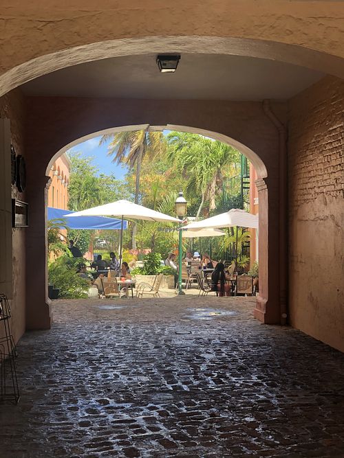 Entrance to the courtyard from King Street  at Cafe Fresco in St Croix