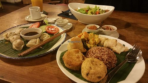 Gyoza,salad and nasi campur at Warung Sopa - Jl Sugriwa in Ubud