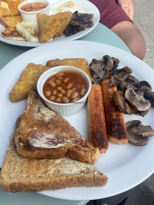 Vegan breakfast - vegetarian breakfast in back groundd  at Hugh Street Cafe in Isle Of Scilly