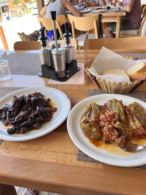 Stuffed eggplant and peppers   at Eni Traditional Food in Berat