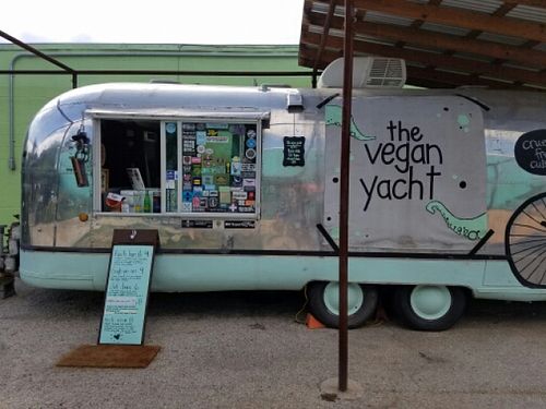 outside at The Vegan Yacht in Austin