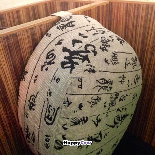 Comfy back cushions :-) at Veggie Source Restaurant in Hong Kong Island