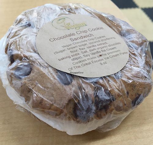 vegan ice cream cookie sandwich at The Great Escape Ice Cream Parlor in Watkins Glen