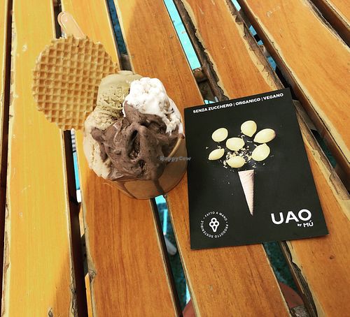Pistachio, cookie dough and macadamia gelato  at UAO by Mú - Healthy Italian Gelato in Lisbon