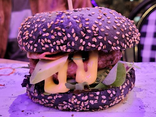 Temple burger at Vegan Temple Bar in Amsterdam