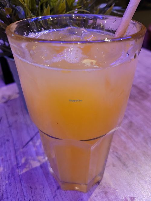 Orange juice at Vegan Temple Bar in Amsterdam
