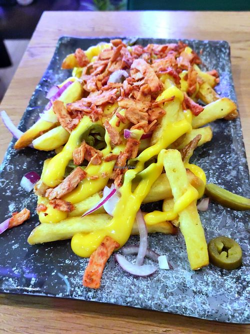 Cheesy b*con fries at Vegan Temple Bar in Amsterdam