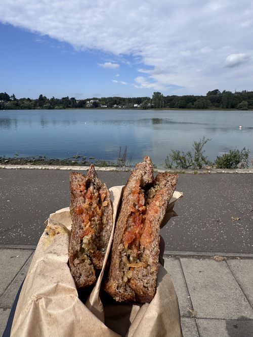 Haggis, cheese, relish  at aran in Linlithgow