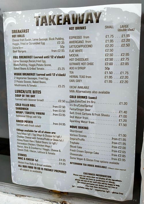 Menu at The Coffee Neuk in Linlithgow