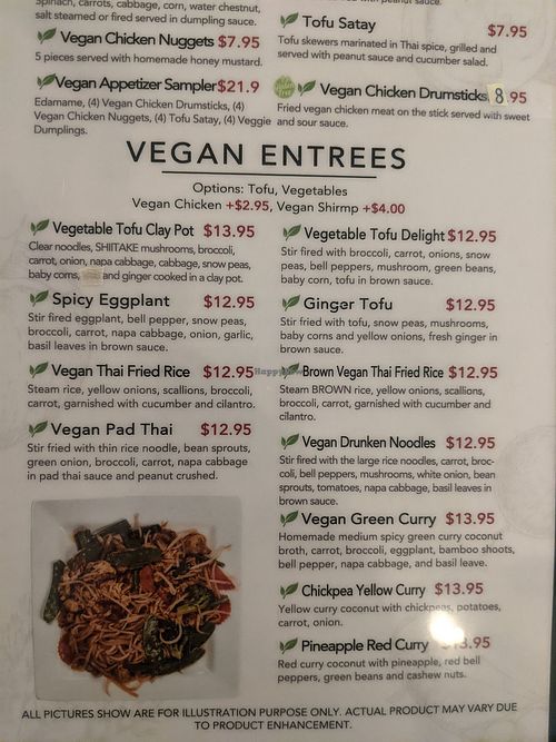 Vegan Entrees at My Thai & Vegan in Irving