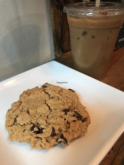 Chocolate Chip Peanutbutter Oatmeal Cookie.  (Gluten-free, Soy-Free, Dairy-free) Along with a coconut milk mocha.  :) at The Corner Coffeehouse in Hopkinsville