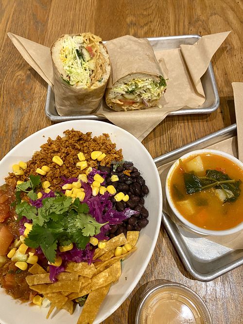 OhMyGato Taco Salad, El Cubano, and soup  #Veganuary at Chef Tanya's Kitchen in Palm Desert
