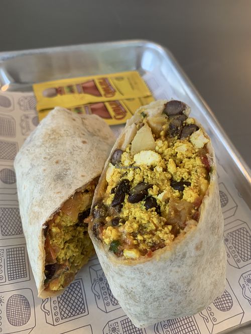 The vegan breakfast burrito - very filling and delicious   at Little Amps Coffee - Green St in Harrisburg