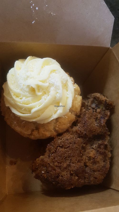 Coconut muffin and banana cake. Both nice.  at Govinda's Cardiff in Cardiff