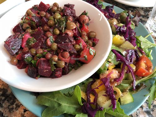 Beetroot and potato salad with green side salad. Both really nice! at Govinda's Cardiff in Cardiff
