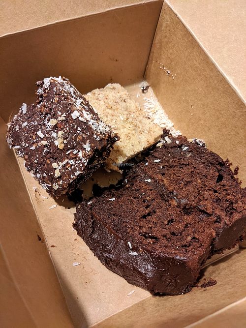 Cake selection at Visionary Vegan in Cheltenham