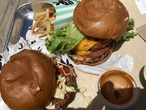 Burgers and fries at VEG'D in Costa Mesa