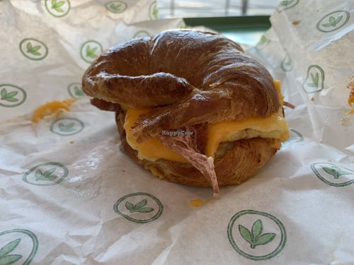 Croissant breakfast sandwich   at Plant Power Fast Food in Sacramento