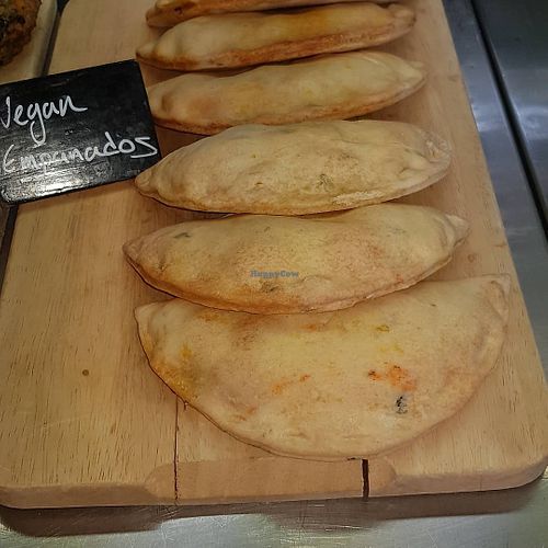 Vegan empanadas,  filled with leeks, carrot and peppers......yum yum yum  at Good Stuff Cafe in Nerja