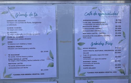 Menu  at Azahar in Santiago