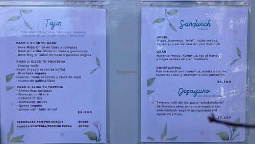 Menu  at Azahar in Santiago