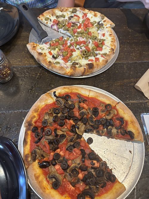 Pizza with no cheese vegetarian pizzaa  at Pizza Works in Custer