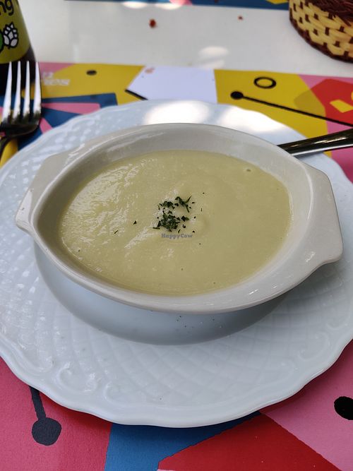 Delicious Cold Soup made with veggies from their own farm at Can Baumes in Tavertet
