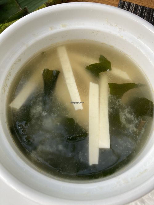 Miso soup with home made Miso at An Nhien Garden in Hue