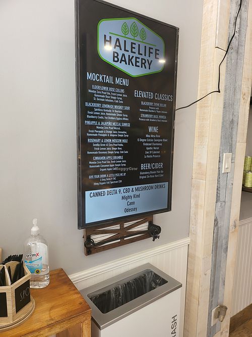 Menu at HaleLife Bakery in St Petersburg