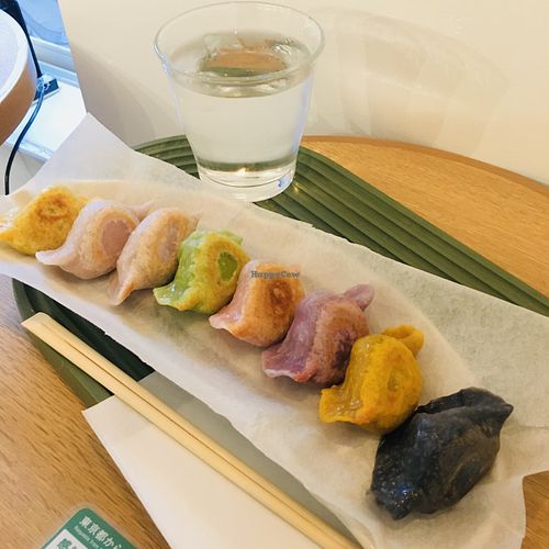 Gyoza set at Vegan Gyoza Yu Cafe in Tokyo