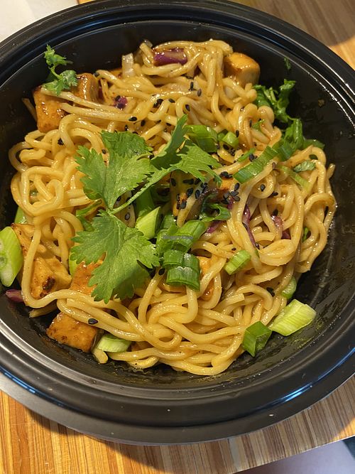 Orange tofu & noodles  at Noodles & Company in Upper Arlington