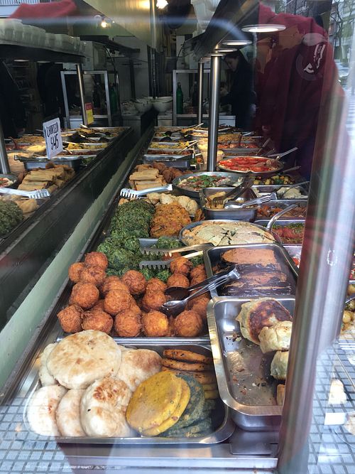 Buffet (taken from Sidewalk) at Noble y Natural in Buenos Aires